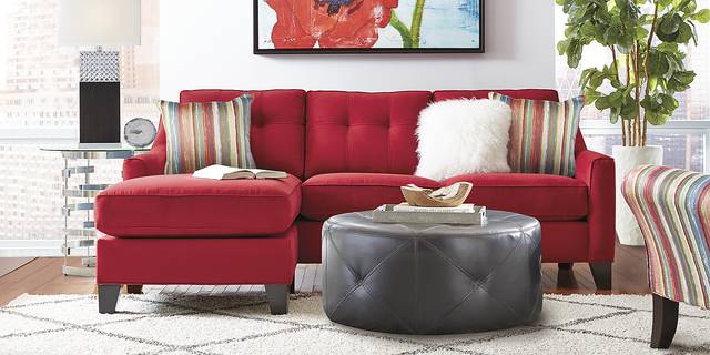 Cindy Crawford Home Madison Place Cardinal Microfiber 3 Pc Sectional Living Room - Thumbnail - Image 1