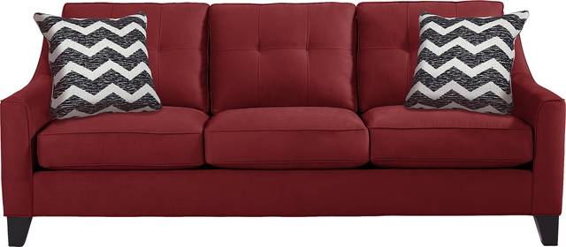 Cindy Crawford Home Madison Place Cardinal Microfiber Sofa - Thumbnail - Image 1