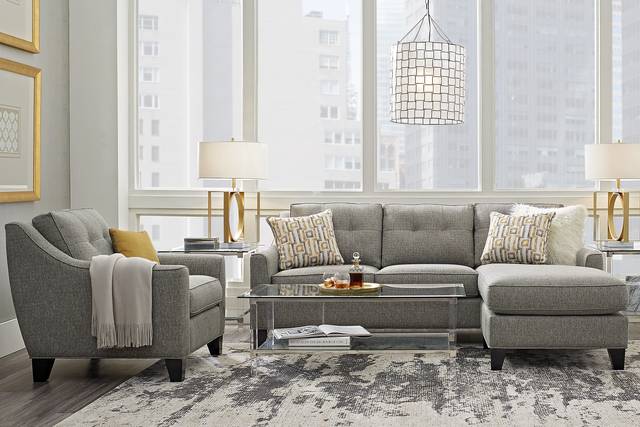 Madison Place Gray Textured Gel Foam Sleeper Chaise Sofa - Thumbnail - Image 2