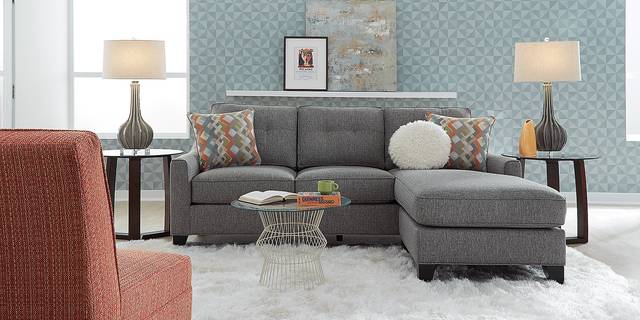 Cindy Crawford Home Madison Place Gray Textured 3 Pc Sectional Living Room - Thumbnail - Image 1