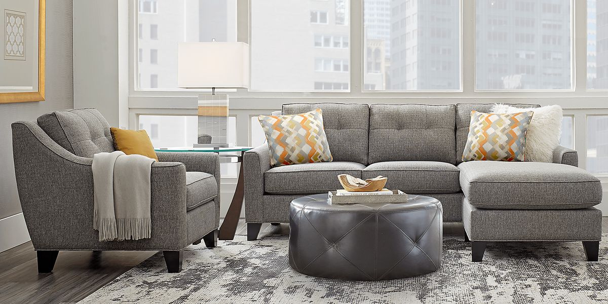 Cindy Crawford Madison Place 6 Pc Gray Textured Living Room Set | Rooms ...