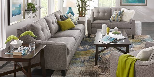 Cindy Crawford Home Madison Place Gray Textured 7 Pc Living Room - Thumbnail - Image 2