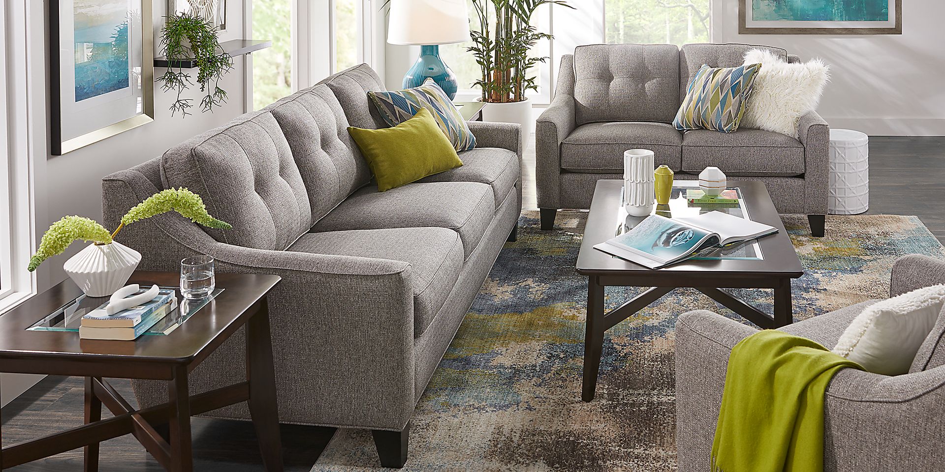 Cindy Crawford Home Madison Place Gray Textured 7 Pc Living Room - Image 2