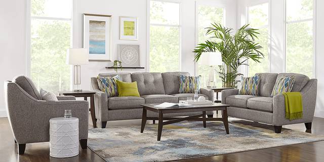 Cindy Crawford Home Madison Place Gray Textured 7 Pc Living Room - Thumbnail - Image 1