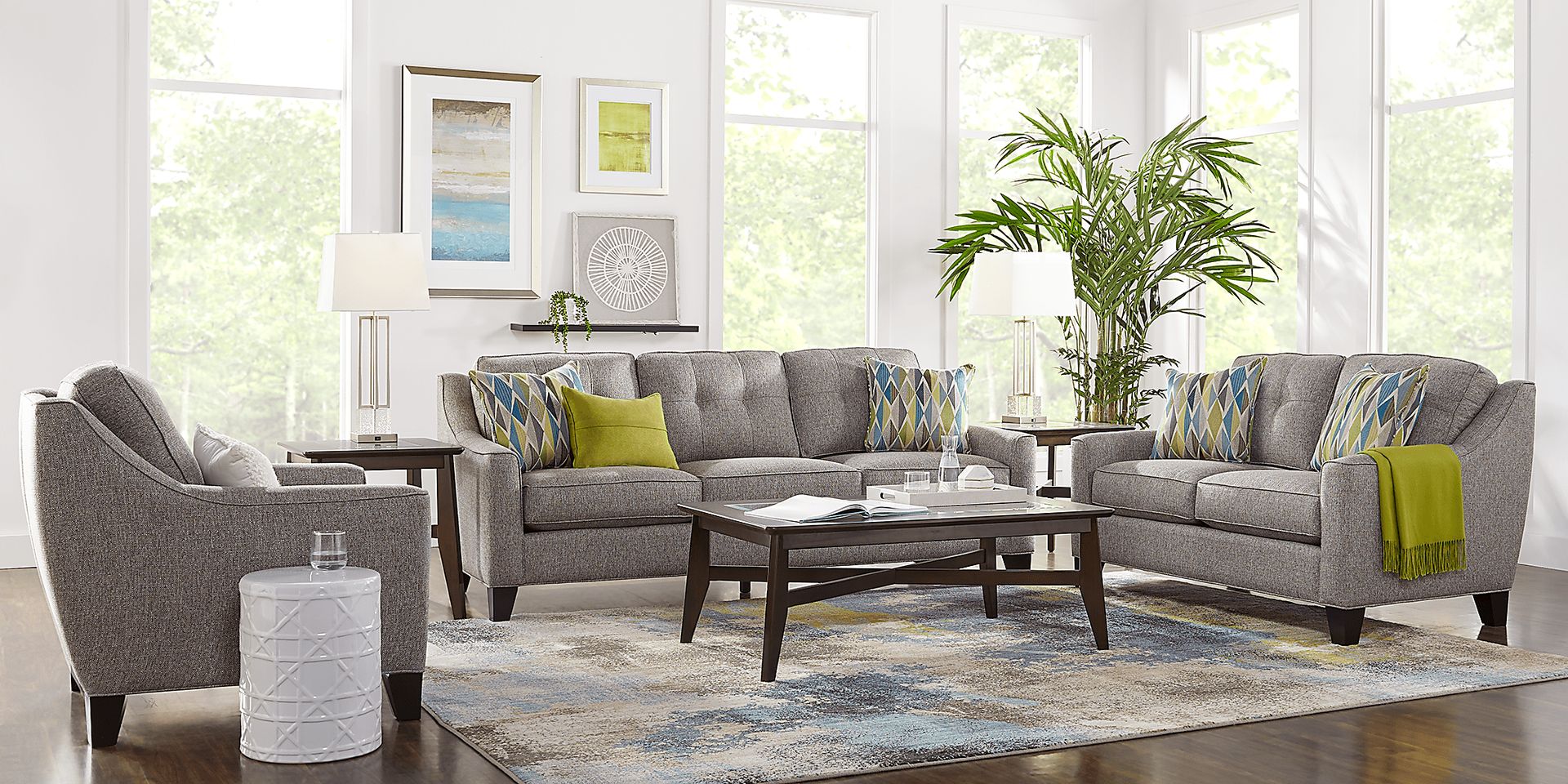 Cindy Crawford Home Madison Place Gray Textured 7 Pc Living Room - Image 1