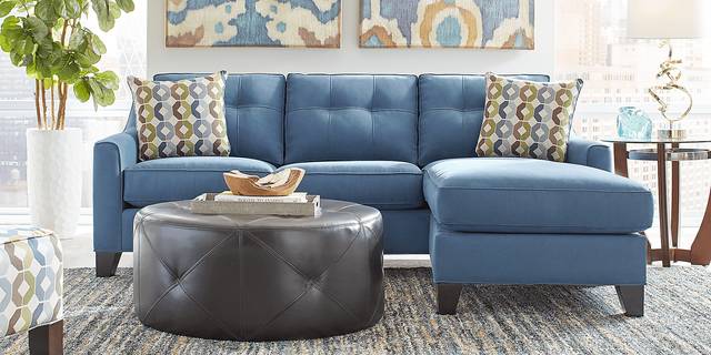 Cindy Crawford Home Madison Place Indigo 6 Pc Sectional Living Room - Thumbnail - Image 1