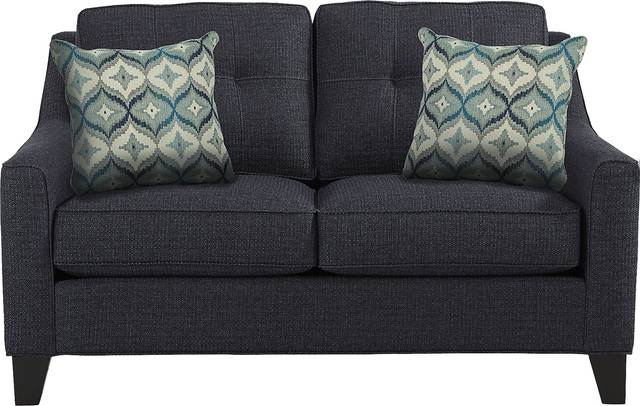 Cindy Crawford Home Madison Place Midnight Textured Loveseat - Thumbnail - Image 1