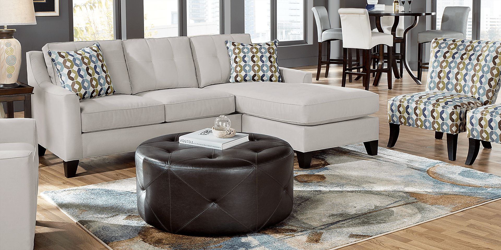 Cindy Crawford Home Madison Place Platinum Microfiber 6 Pc Sectional Living Room - Image 1