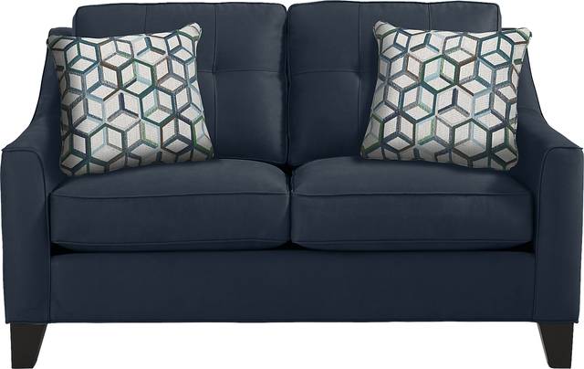 Cindy Crawford Home Madison Place Sapphire Microfiber Loveseat - Thumbnail - Image 1