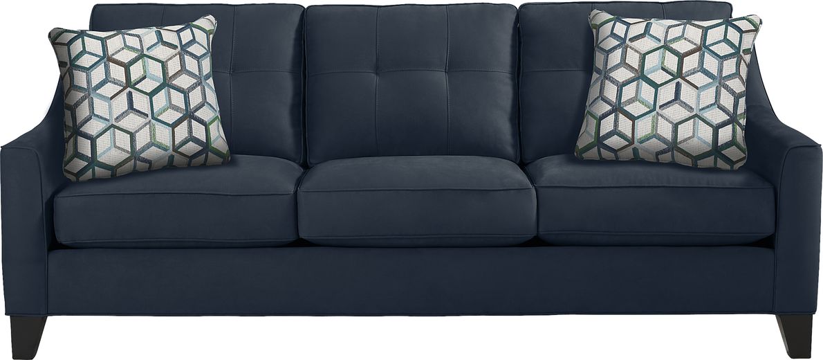 Cindy Crawford Madison Place Sapphire Blue Microfiber Sofa Rooms To Go