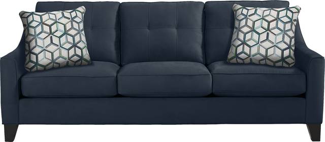 Cindy Crawford Home Madison Place Sapphire Microfiber Sofa - Thumbnail - Image 1