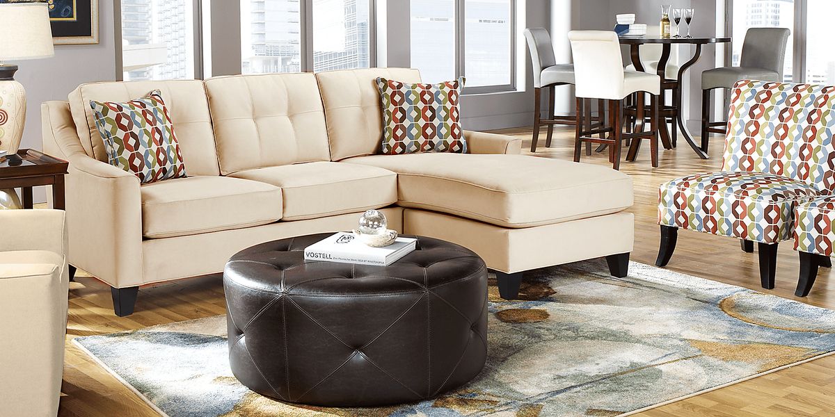 Cindy Crawford Madison Place 3 Pc Vanilla Beige Microfiber Living Room Set Rooms To Go