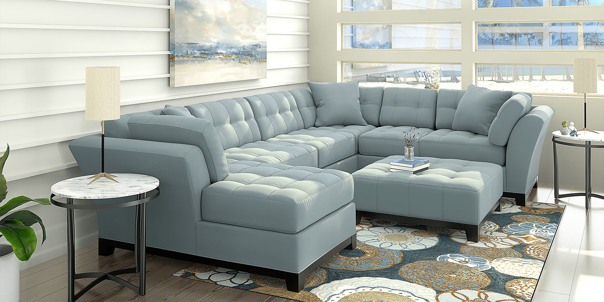 Cindy Crawford Home Metropolis Hydra 4 Pc Sectional Living Room - Image 1