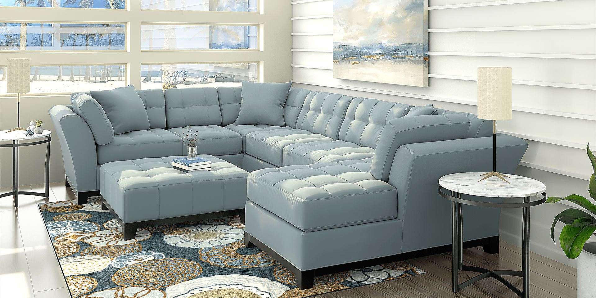 Cindy Crawford Home Metropolis Hydra 4 Pc Sectional Living Room - Image 1