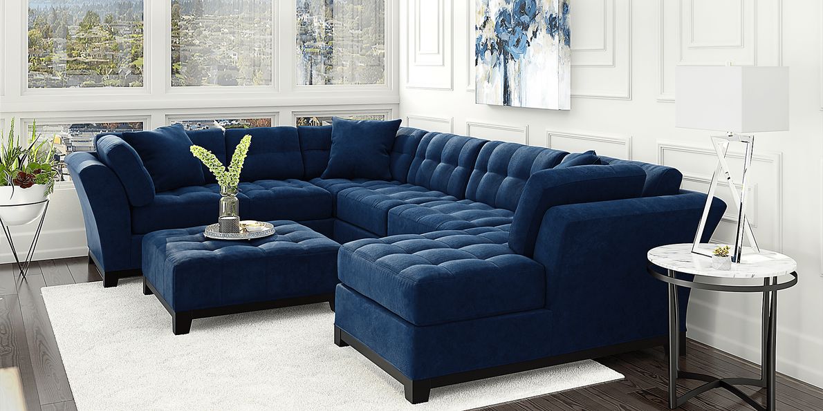 (MUST GO TODAY) Navy Blue Sectional Couch From Rooms To Go