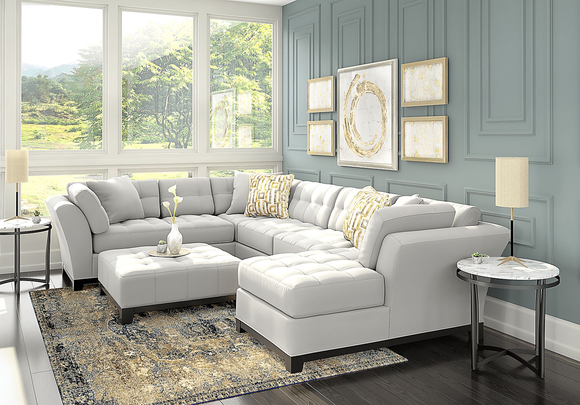 Cindy Crawford Home Metropolis Platinum 3 Pc Sectional - Image 1