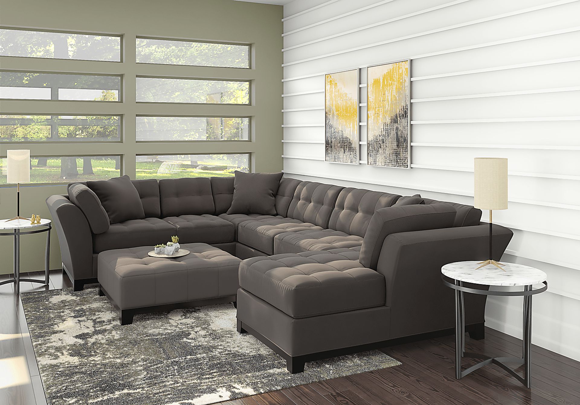 Cindy Crawford Home Metropolis Slate 3 Pc Sectional - Image 1