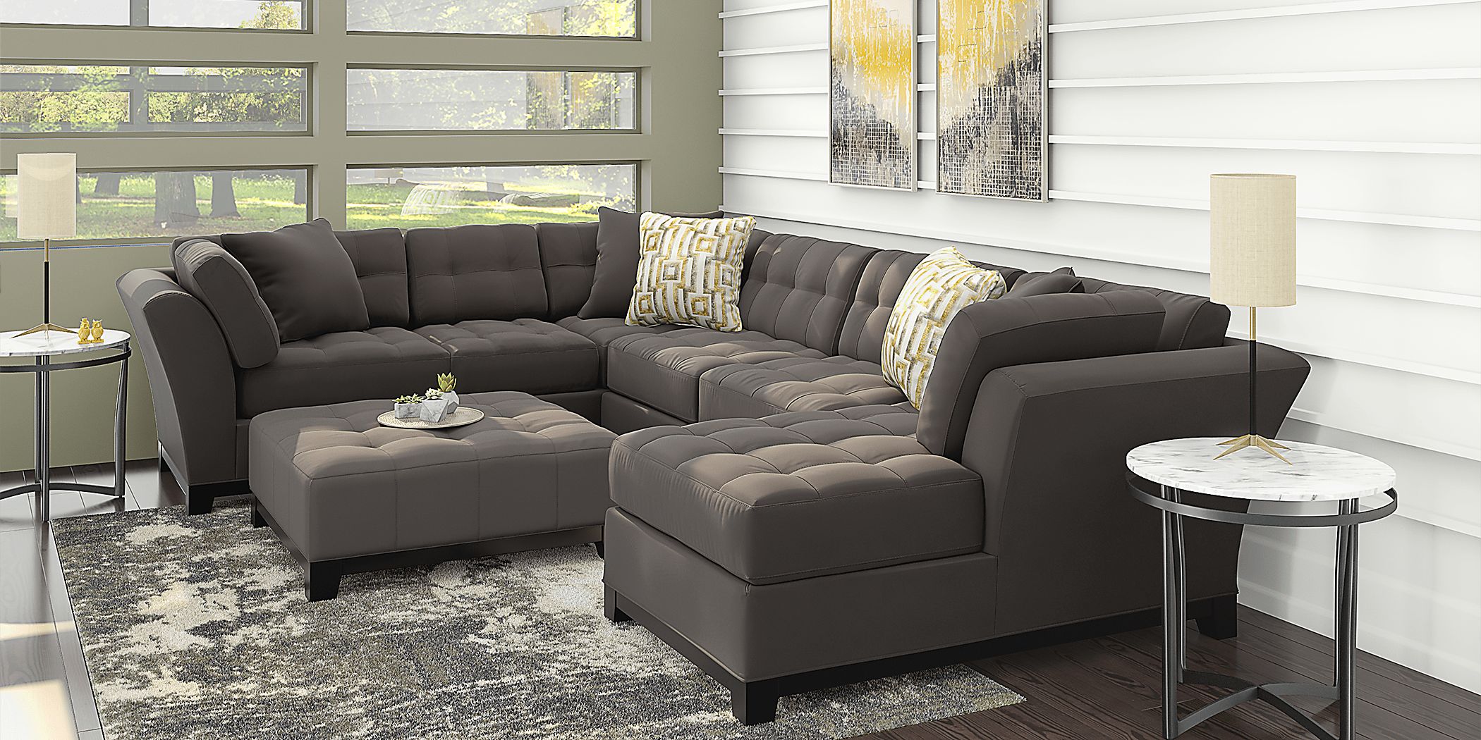 Cindy Crawford Home Metropolis Slate 3 Pc Sectional Rooms To Go