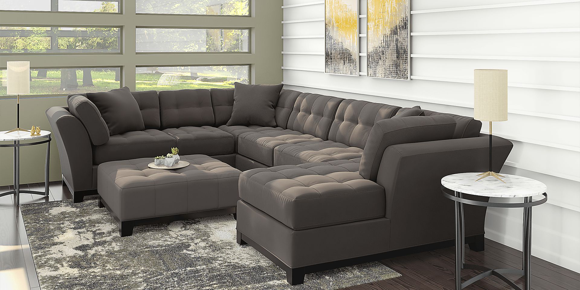 Cindy Crawford Home Metropolis Slate 4 Pc Sectional Living Room - Image 1