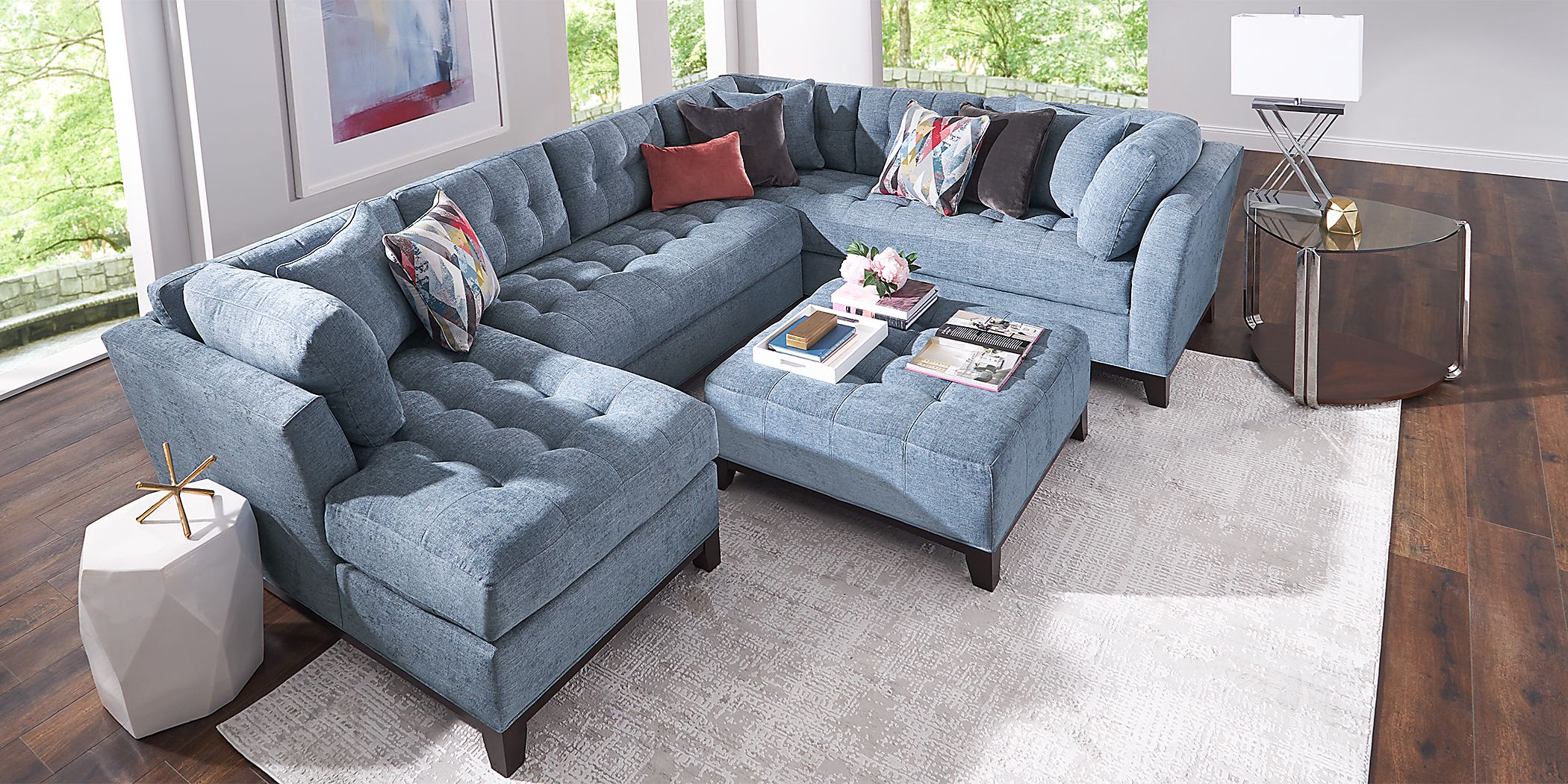 Cindy Crawford Home Metropolis Way Chambray Textured 3 Pc Sectional