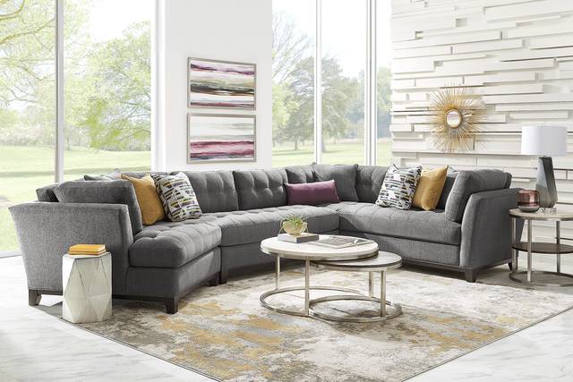 Metropolis Way Charcoal Textured 3 Pc Sectional with Cuddler - Thumbnail - Image 2