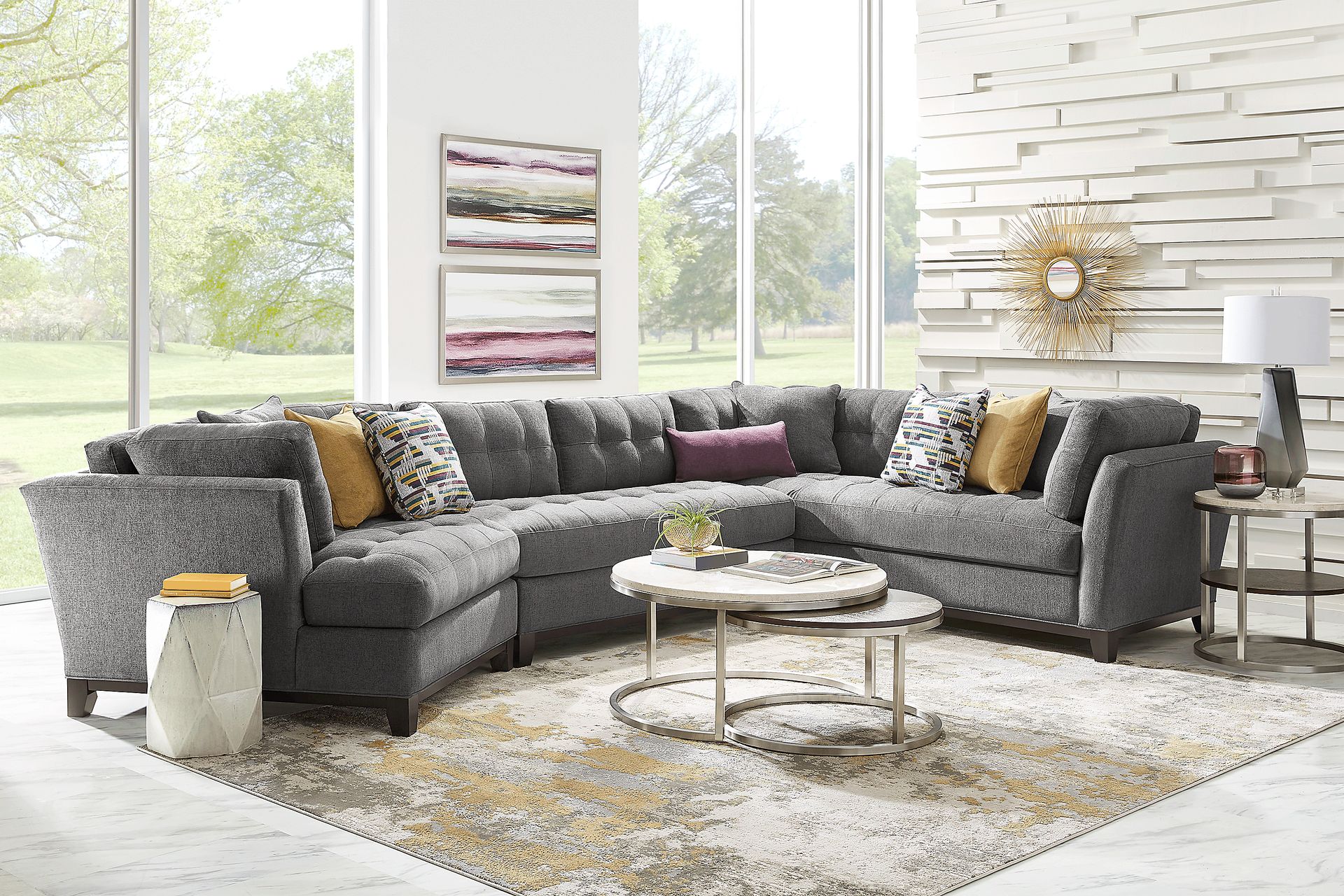 Metropolis Way Charcoal Textured 3 Pc Sectional with Cuddler - Image 2