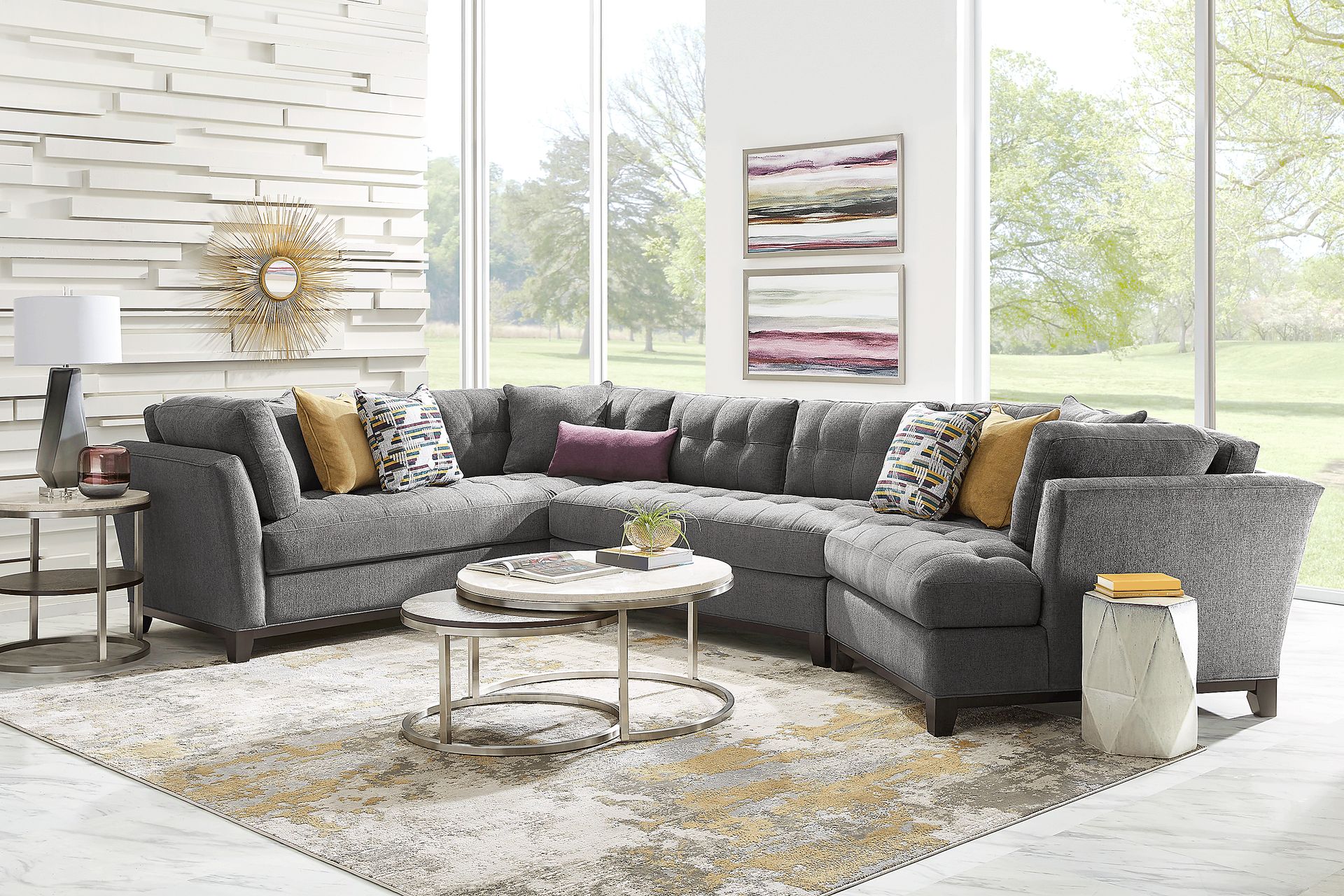 Metropolis Way Charcoal Textured 3 Pc Sectional with Cuddler - Image 2