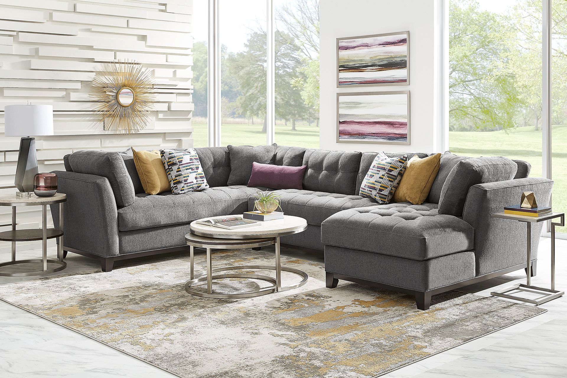 Metropolis Way Charcoal Textured 3 Pc Sectional - Image 2