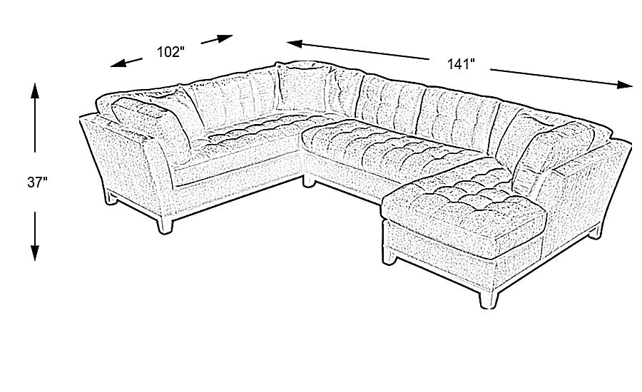 Cindy Crawford Home Metropolis Way Ink Textured 3 Pc Sectional - Rooms 