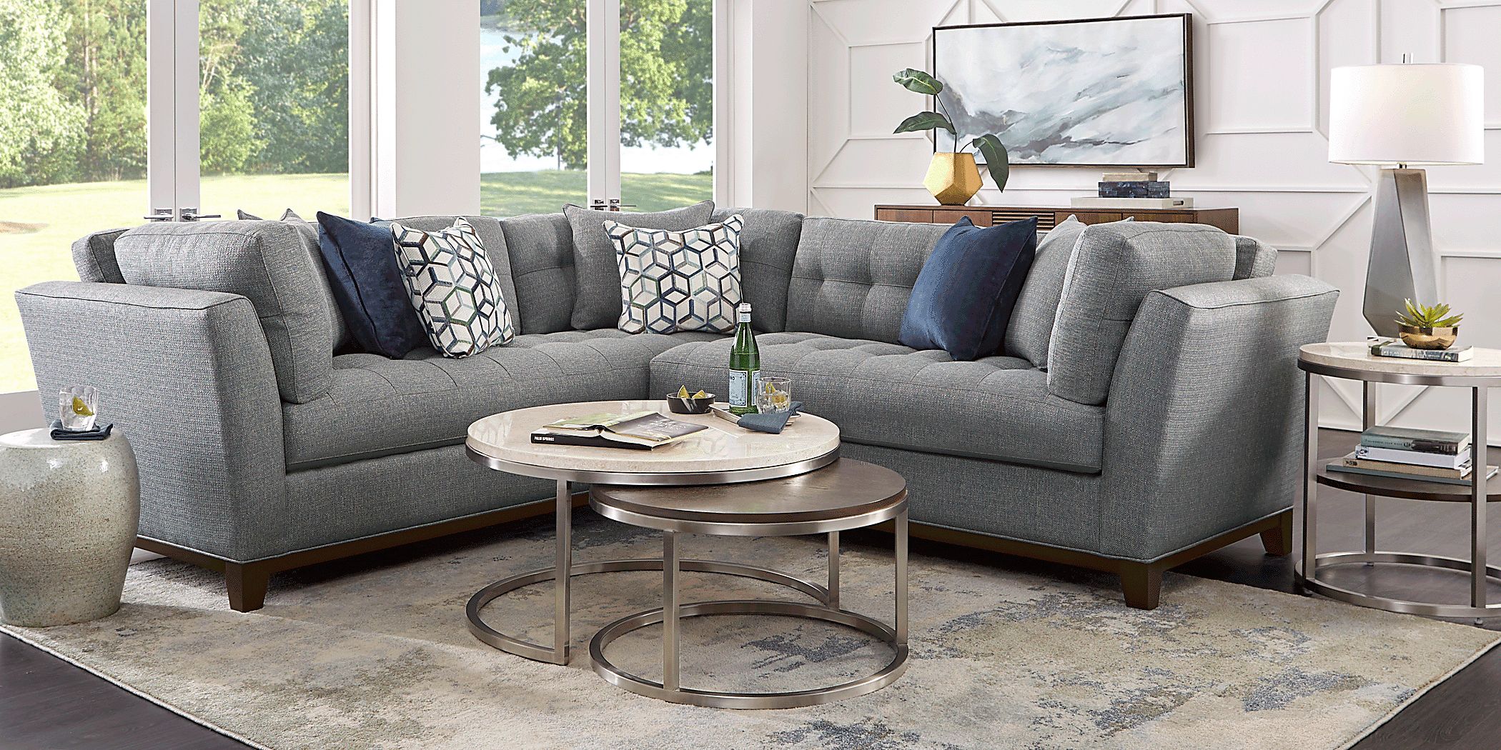 Cindy Crawford Home Metropolis Way Denim Textured 2 Pc Sectional