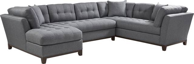 Cindy Crawford Home Metropolis Way Denim Textured 3 Pc Sectional - Thumbnail - Image 1