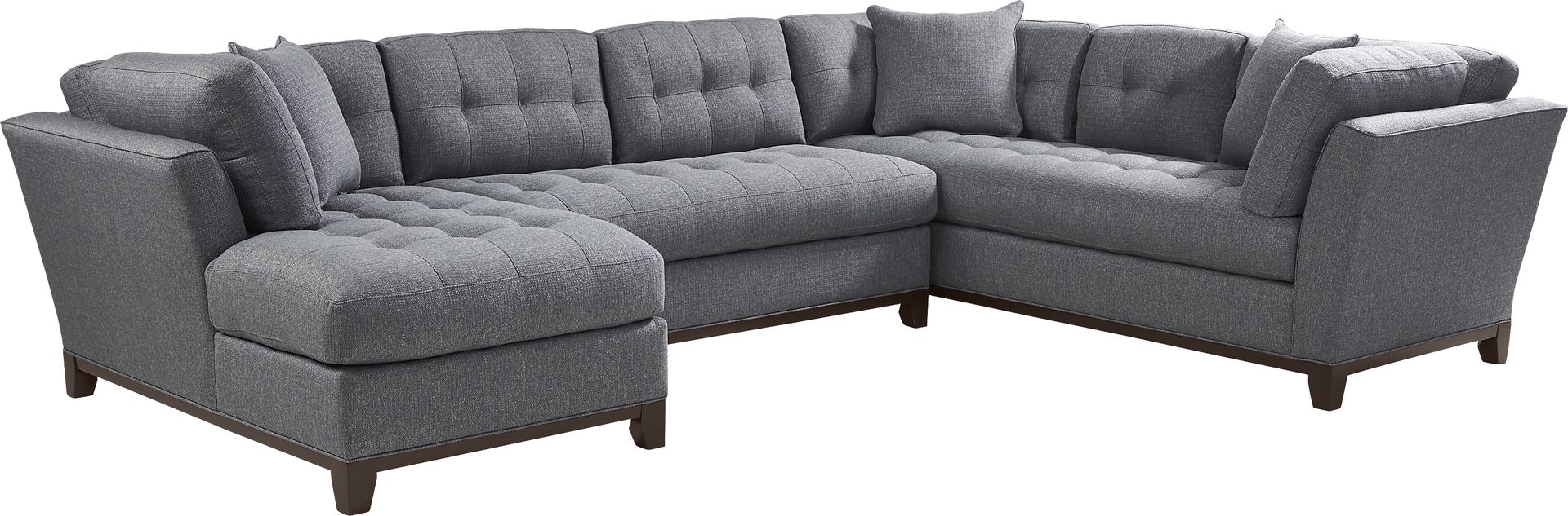 Cindy Crawford Home Metropolis Way Denim Textured 3 Pc Sectional - Image 1