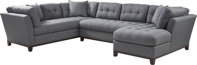 Cindy Crawford Home Metropolis Way Denim Textured 3 Pc Sectional - Thumbnail - Image 1