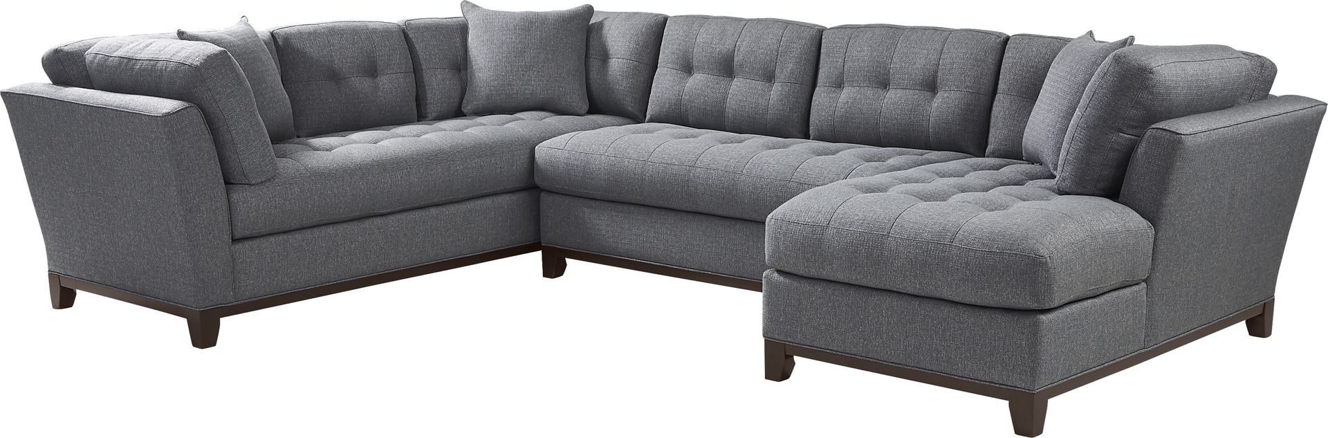 Cindy Crawford Home Metropolis Way Denim Textured 3 Pc Sectional - Image 1