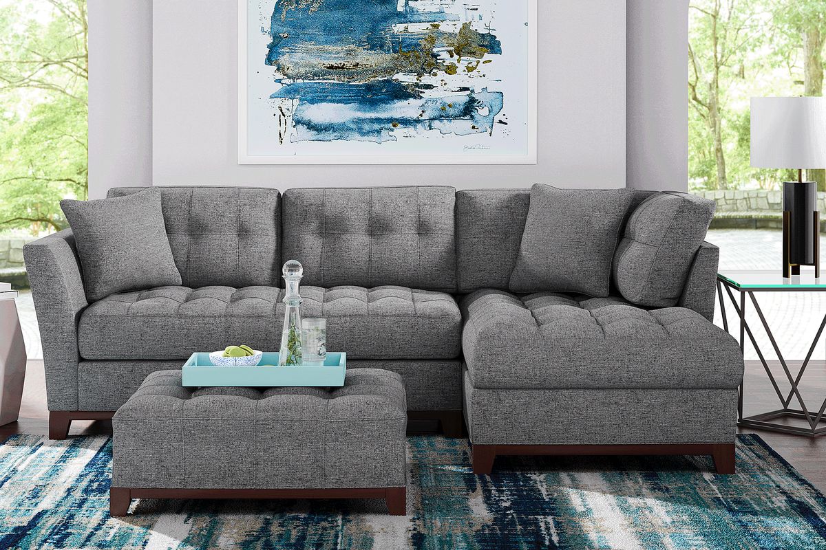 Gallery Detail: Cindy Crawford Metropolis Way Granite Gray Textured 2 Pc Right