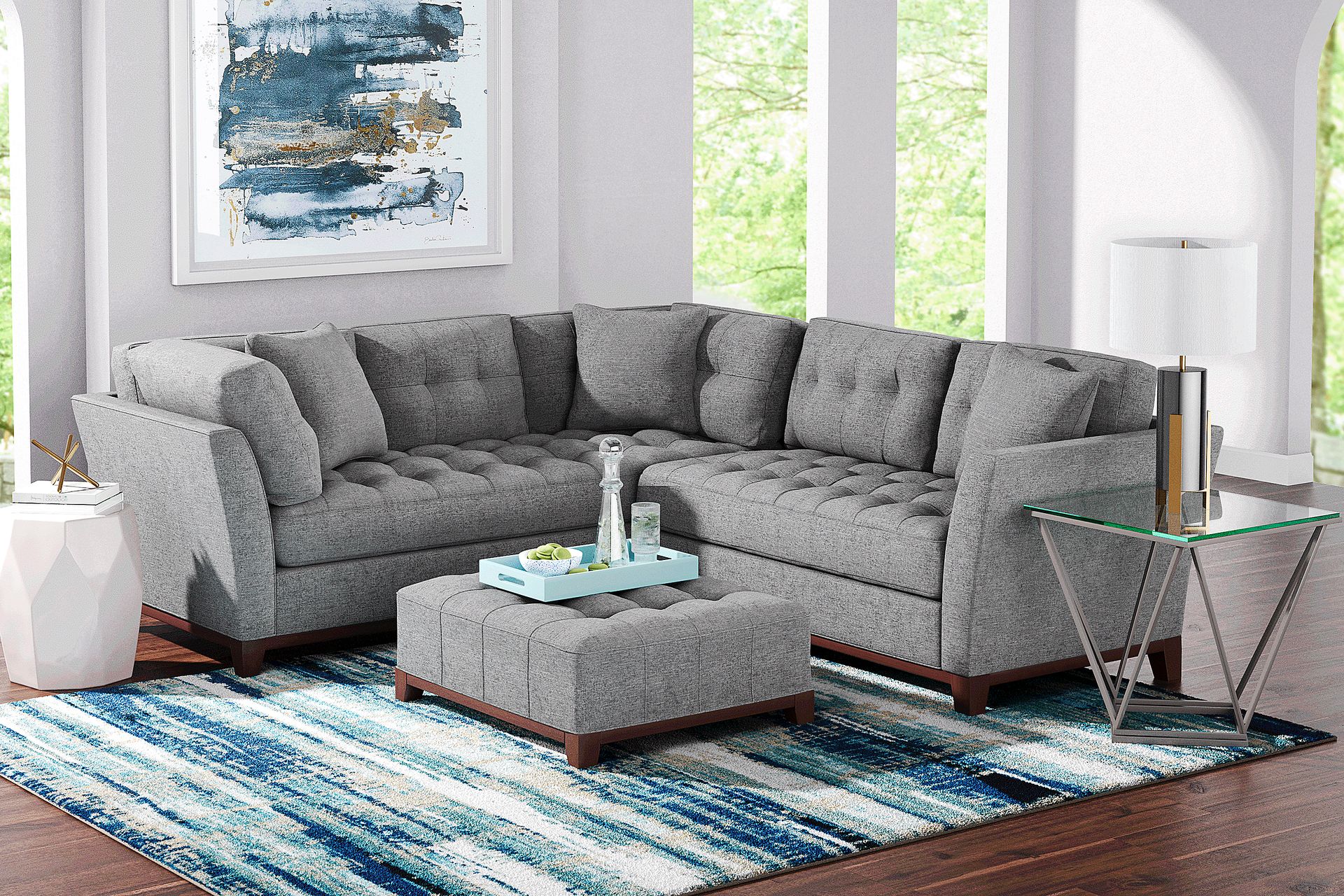 Cindy Crawford Home Metropolis Way Granite Textured 2 Pc Sectional - Image 2