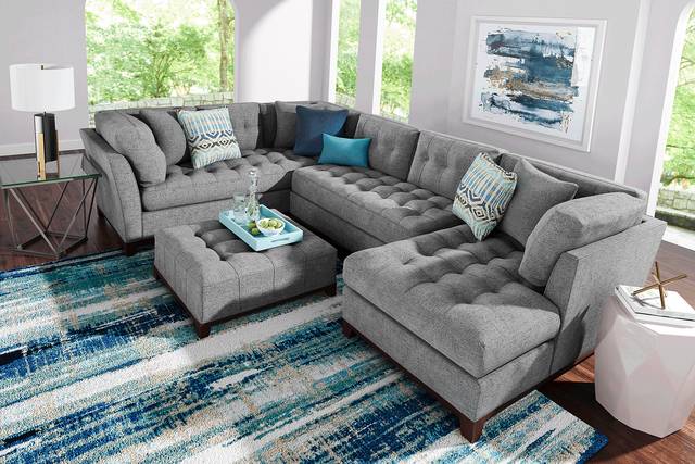 Cindy Crawford Home Metropolis Way Granite Textured 3 Pc Sectional - Thumbnail - Image 2