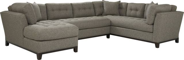 Cindy Crawford Home Metropolis Way Gray Textured 3 Pc Sectional - Thumbnail - Image 1