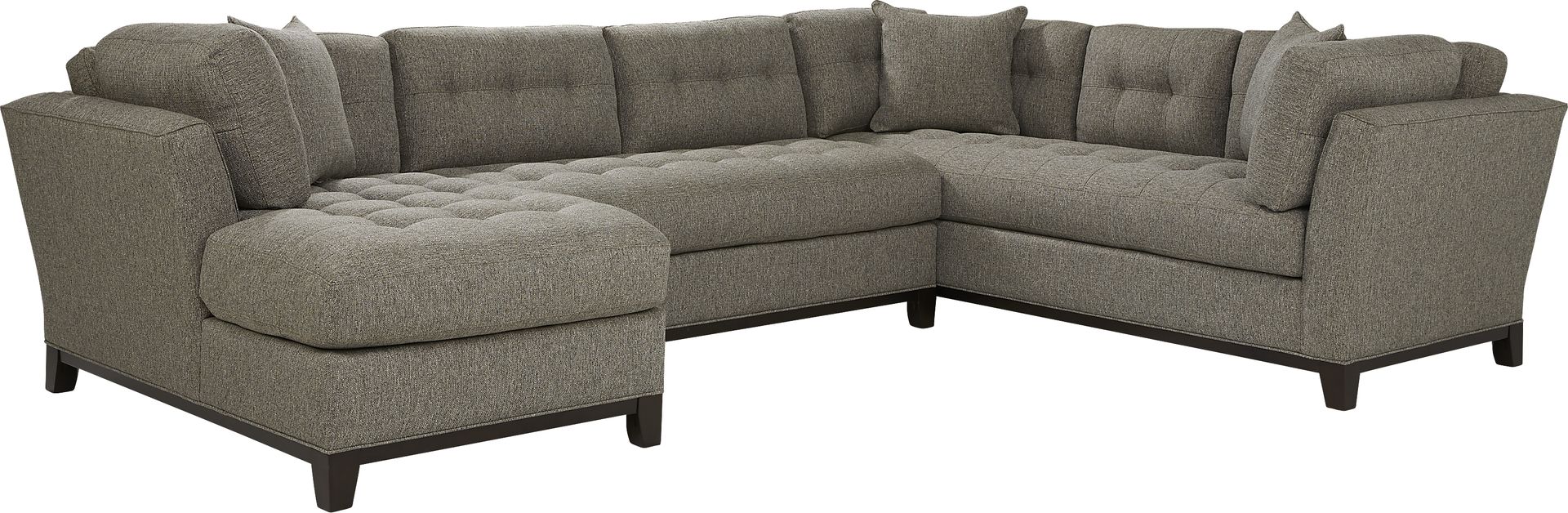 Cindy Crawford Home Metropolis Way Gray Textured 3 Pc Sectional - Image 1
