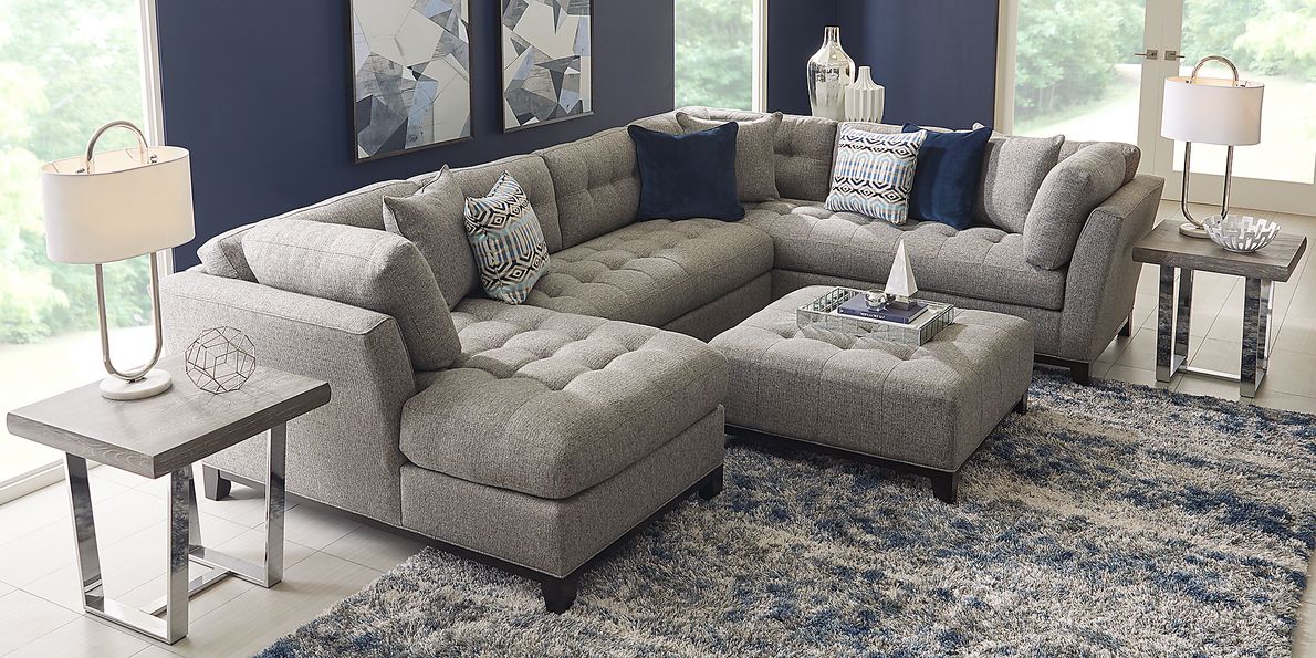 Cindy Crawford Home Metropolis Way Gray Textured 3 Pc Sectional - Rooms ...