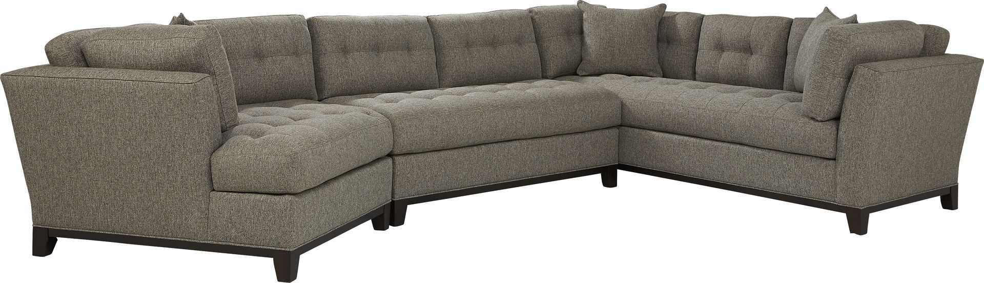 Cindy Crawford Home Metropolis Way Gray Textured 3 Pc Sectional with Cuddler - Image 1