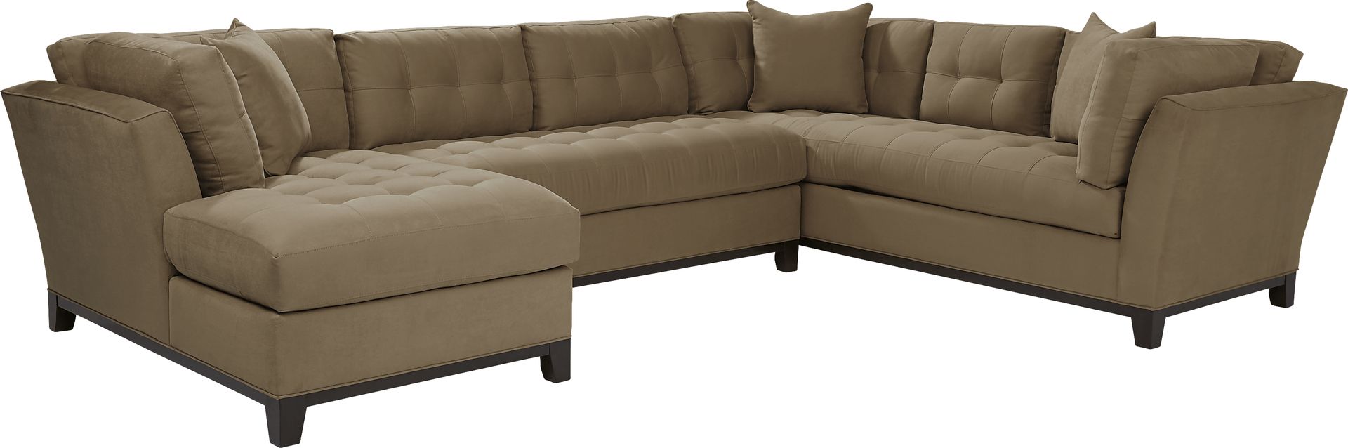 Cindy Crawford Home Metropolis Way Khaki Microfiber 3 Pc Sectional - Image 1