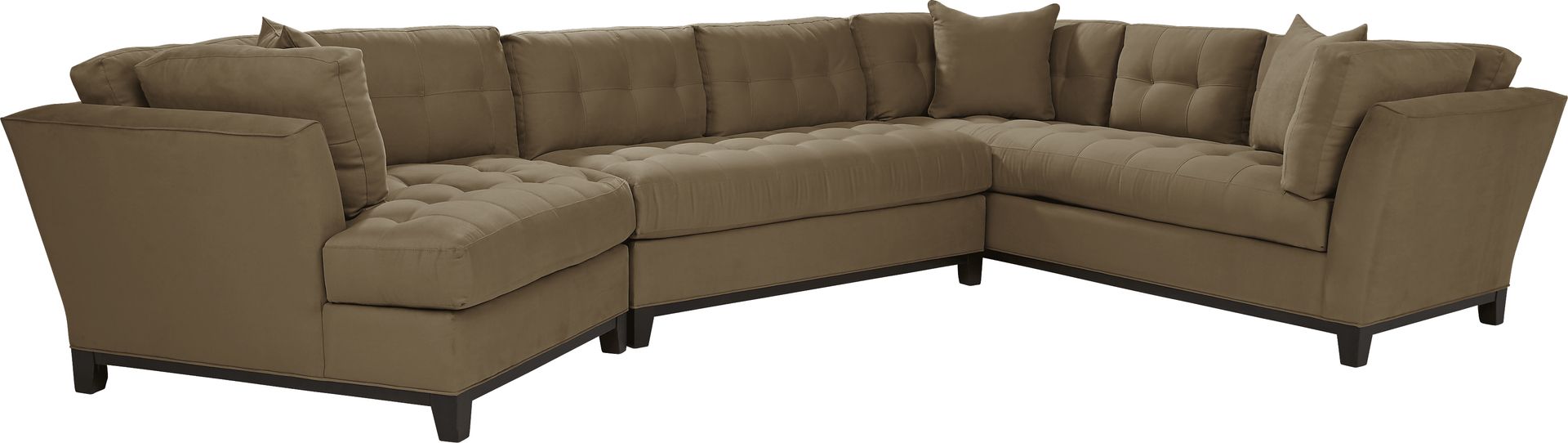 Cindy Crawford Home Metropolis Way Khaki Microfiber 3 Pc Sectional with Cuddler - Image 3