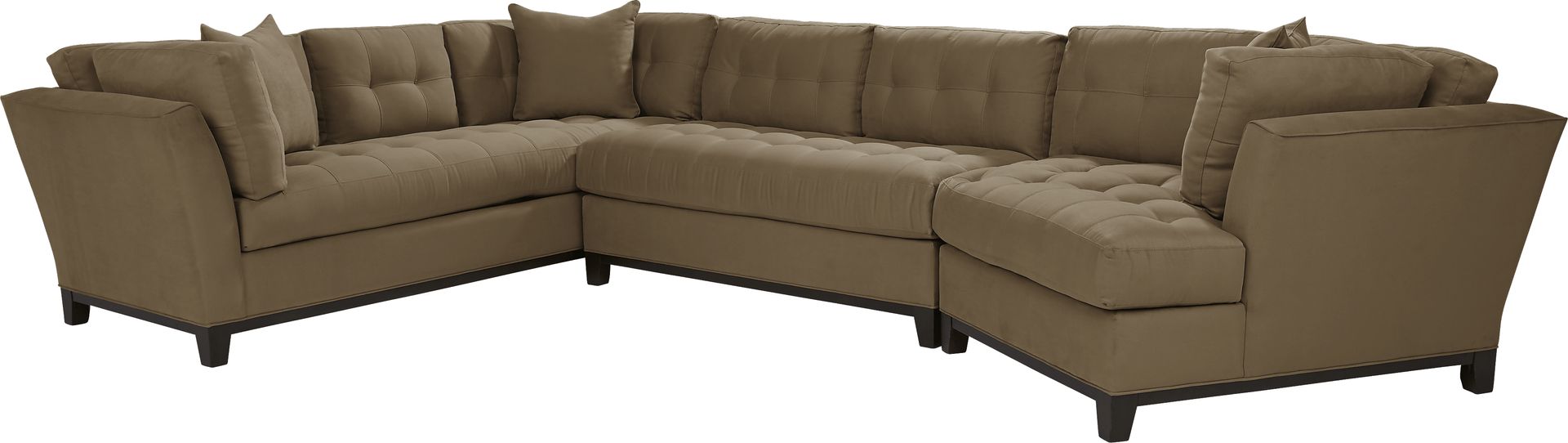 Cindy Crawford Home Metropolis Way Khaki Microfiber 3 Pc Sectional with Cuddler - Image 3