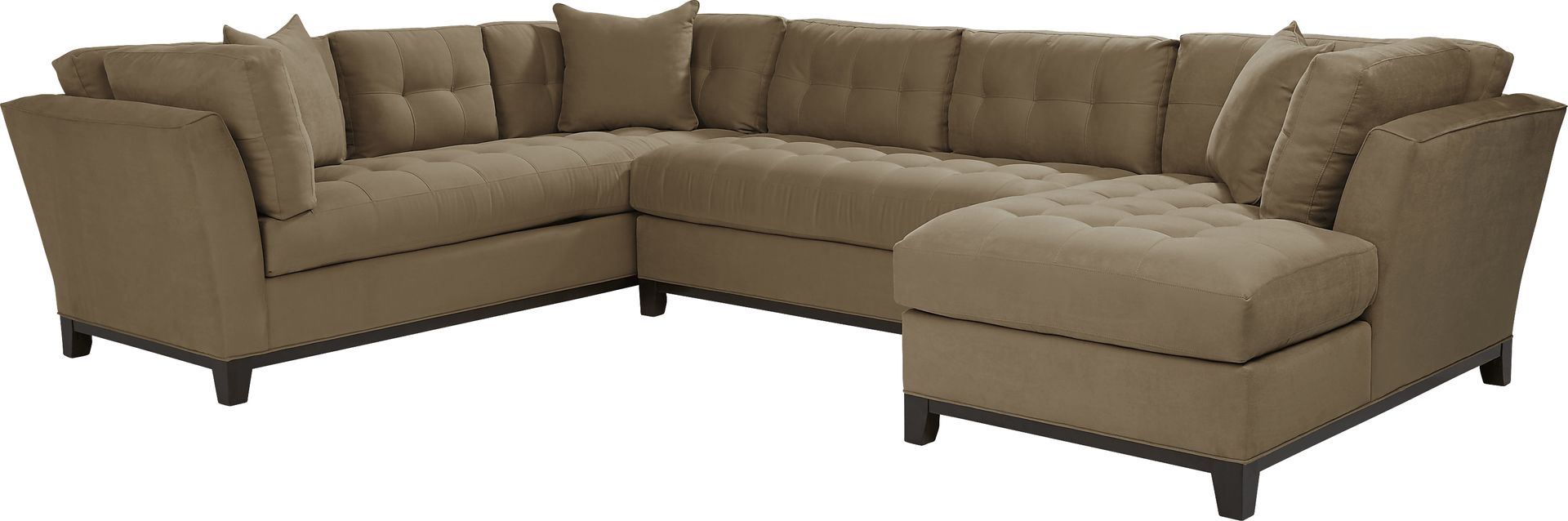 Cindy Crawford Home Metropolis Way Khaki Microfiber 3 Pc Sectional - Image 1