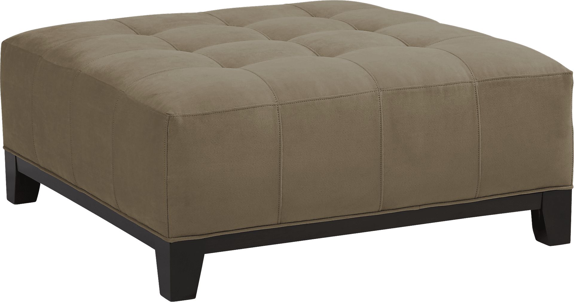 Cindy Crawford Home Metropolis Way Khaki Microfiber Cocktail Ottoman - Image 1