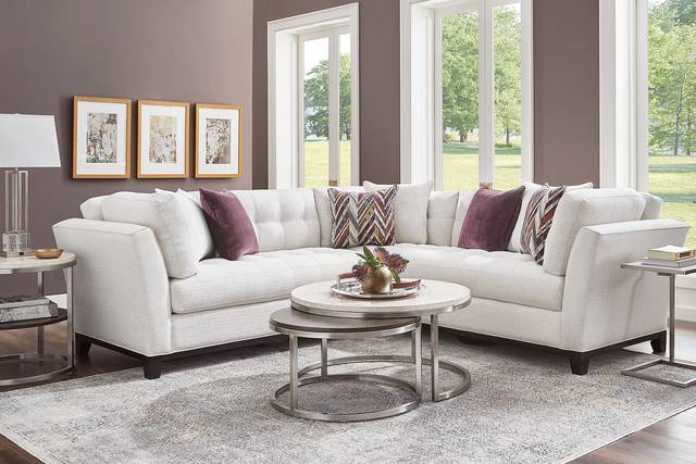 Cindy Crawford Home Metropolis Way Off-White Textured 2 Pc Sectional - Thumbnail - Image 2