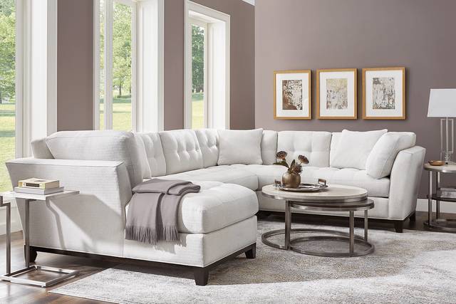 Cindy Crawford Home Metropolis Way Off-White Textured 3 Pc Sectional - Thumbnail - Image 2