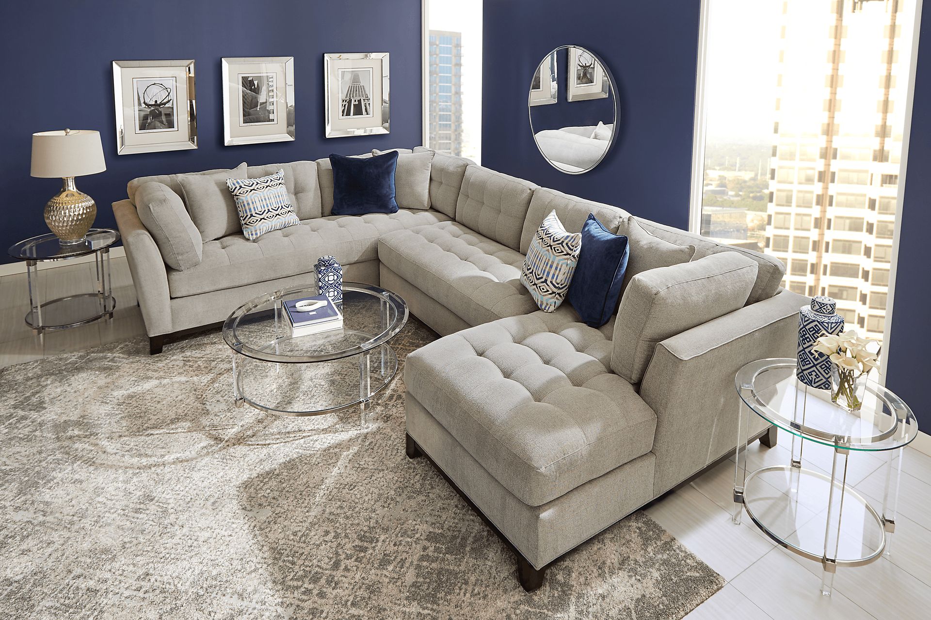 Metropolis Way Platinum Textured 3 Pc Sectional - Image 2