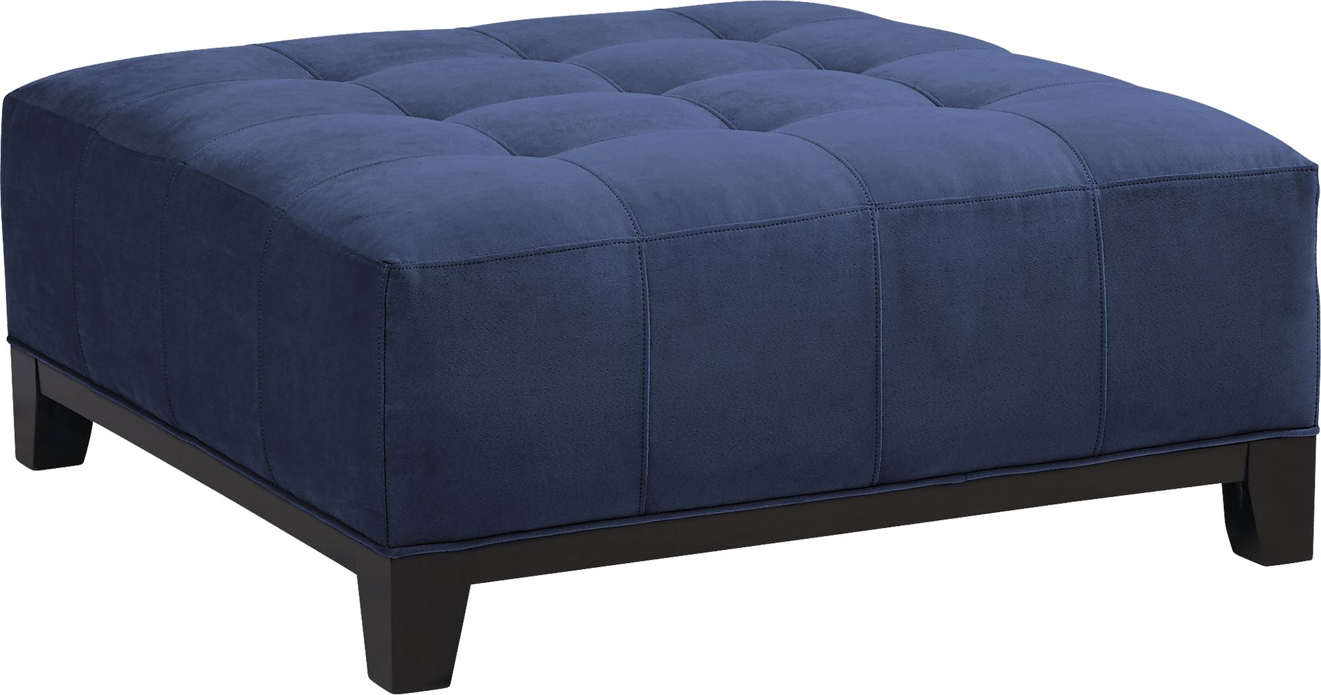 Metropolis Way Sapphire Microfiber Cocktail Ottoman - Image 1